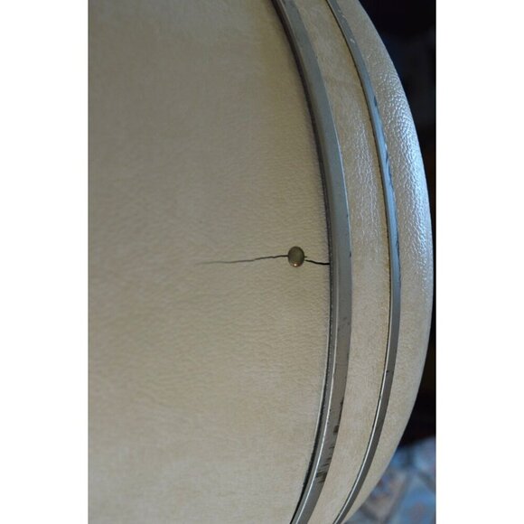 Vintage 60s Samsonite Hat Box Round Luggage Train Case Cream Travel Peach Satin - Picture 7 of 16